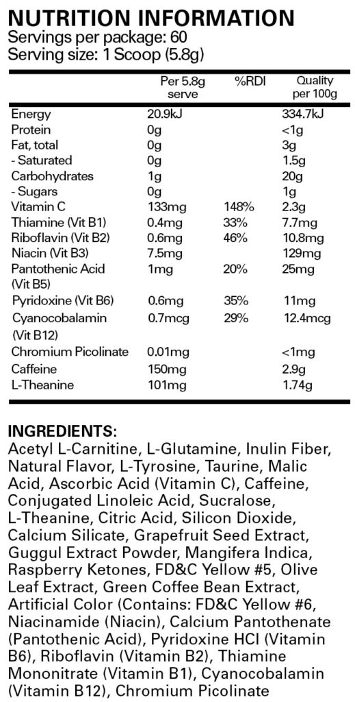 OxyShred Ingredients