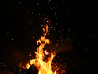 A photo of fire crackling at night representing the theme of the article titled ThermoPro Burn Review.